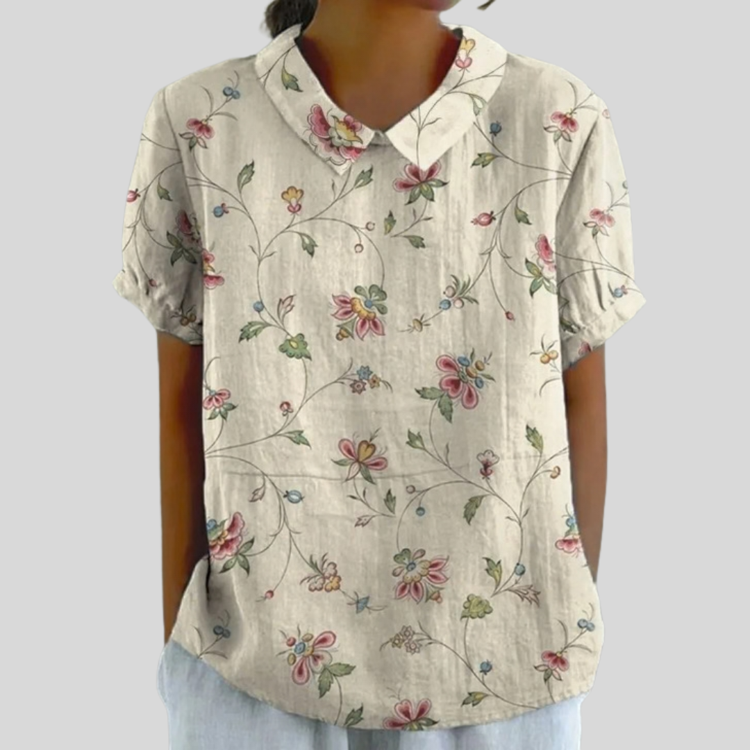 Blusa elegante floral Beige