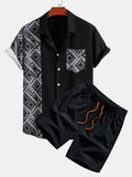 Camisa abotonada con estampado paisley y Shorts cortos de baño.