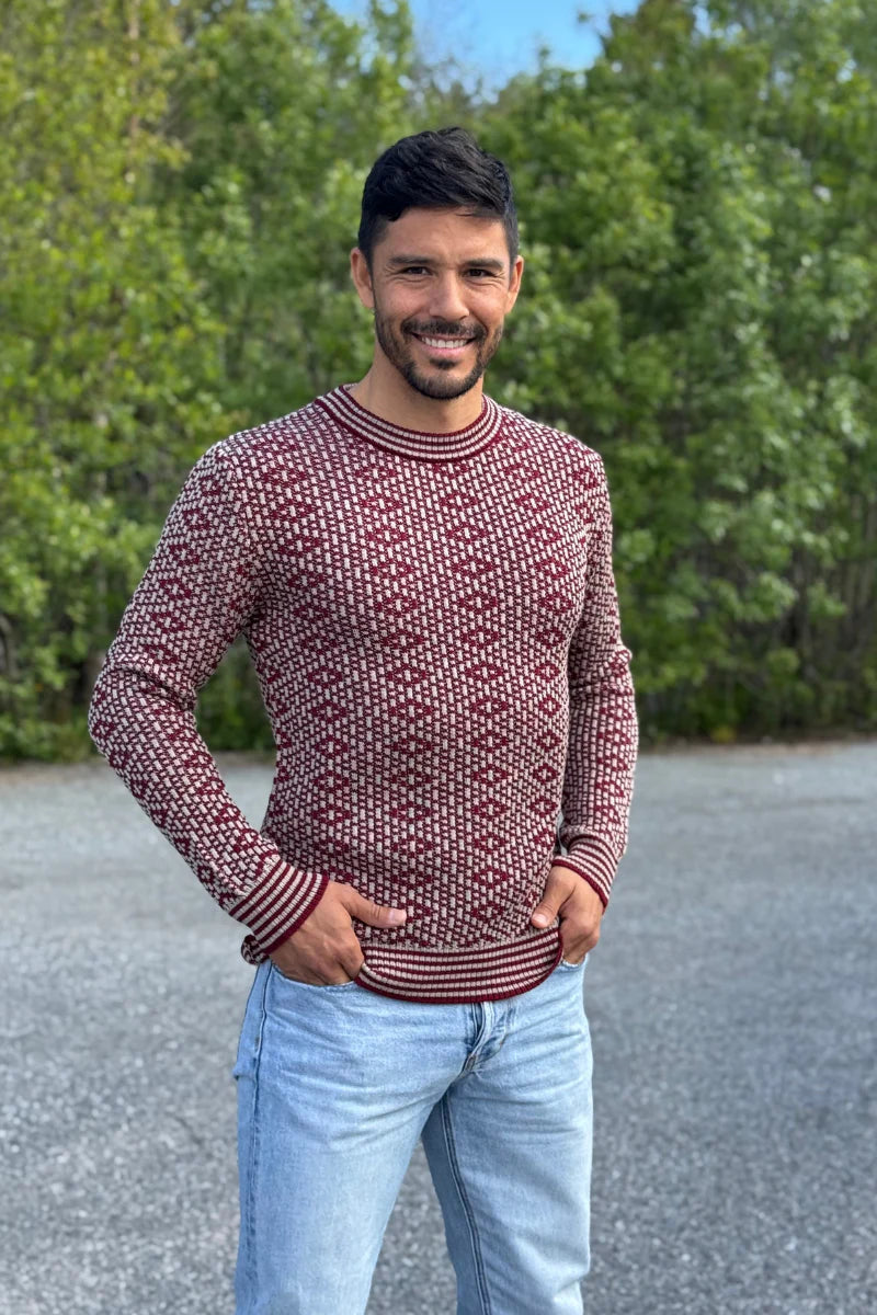 Sweater de lana estampado Cuello redondo Unisex