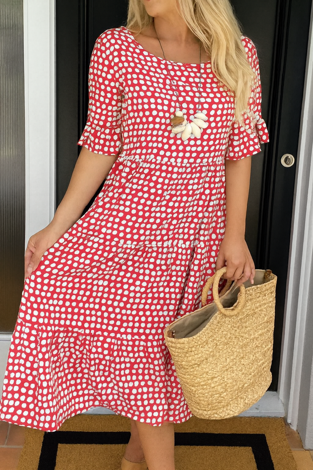 Zara outfit completo | Vestido Midi de Manga Corta + Sandalias de verano para mujer 2x1