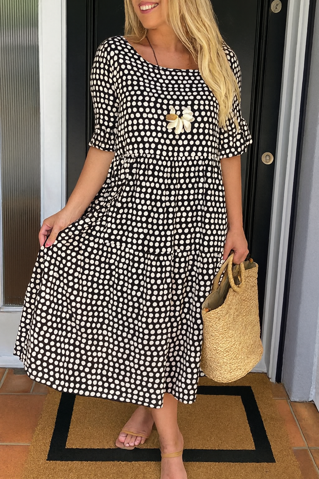 Zara outfit completo | Vestido Midi de Manga Corta + Sandalias de verano para mujer 2x1