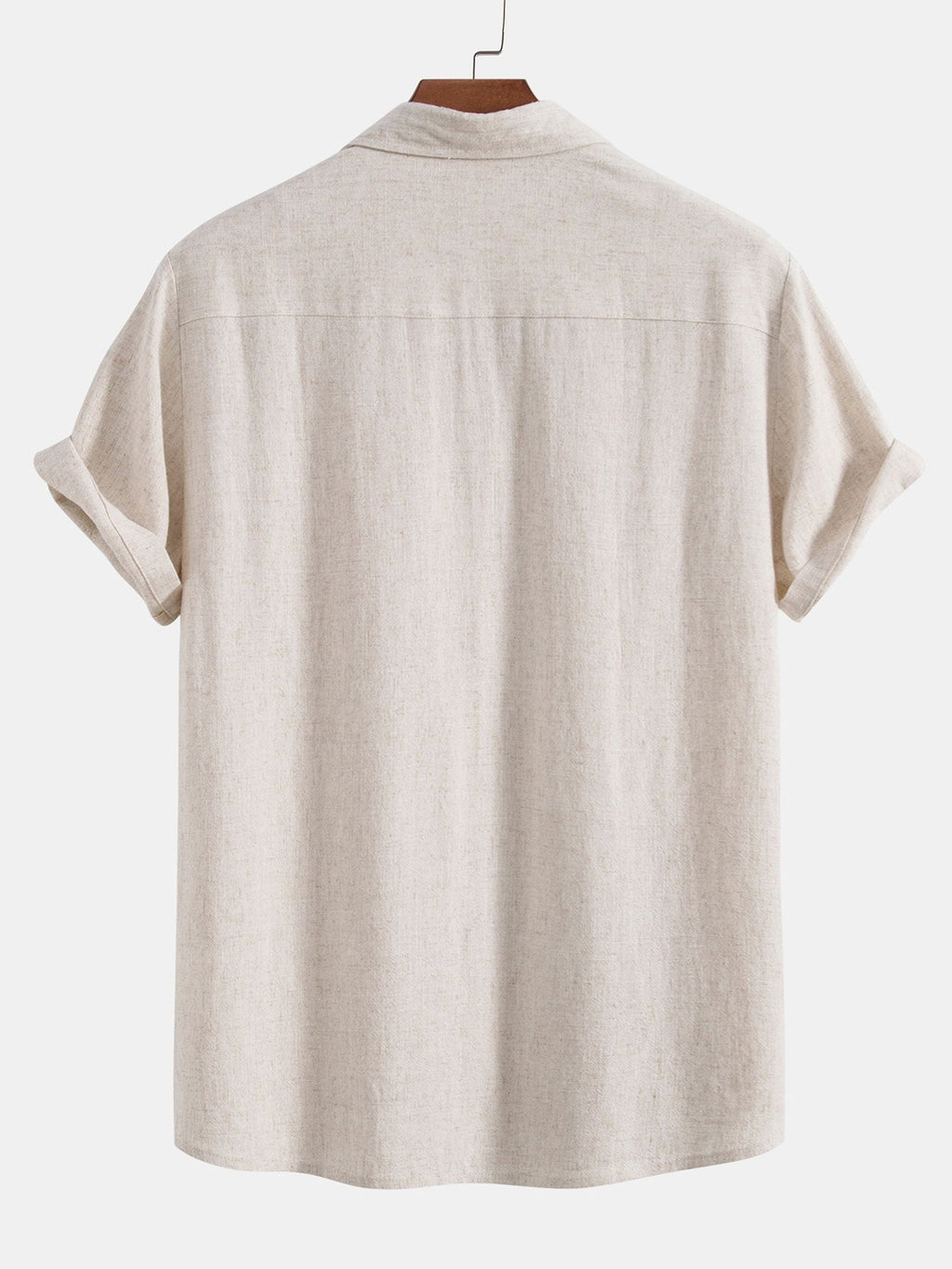 Camisa abotonada de mezcla de lino y rayón y pantalones cortos de 5 pulgadas con cordón y textura arrugada.