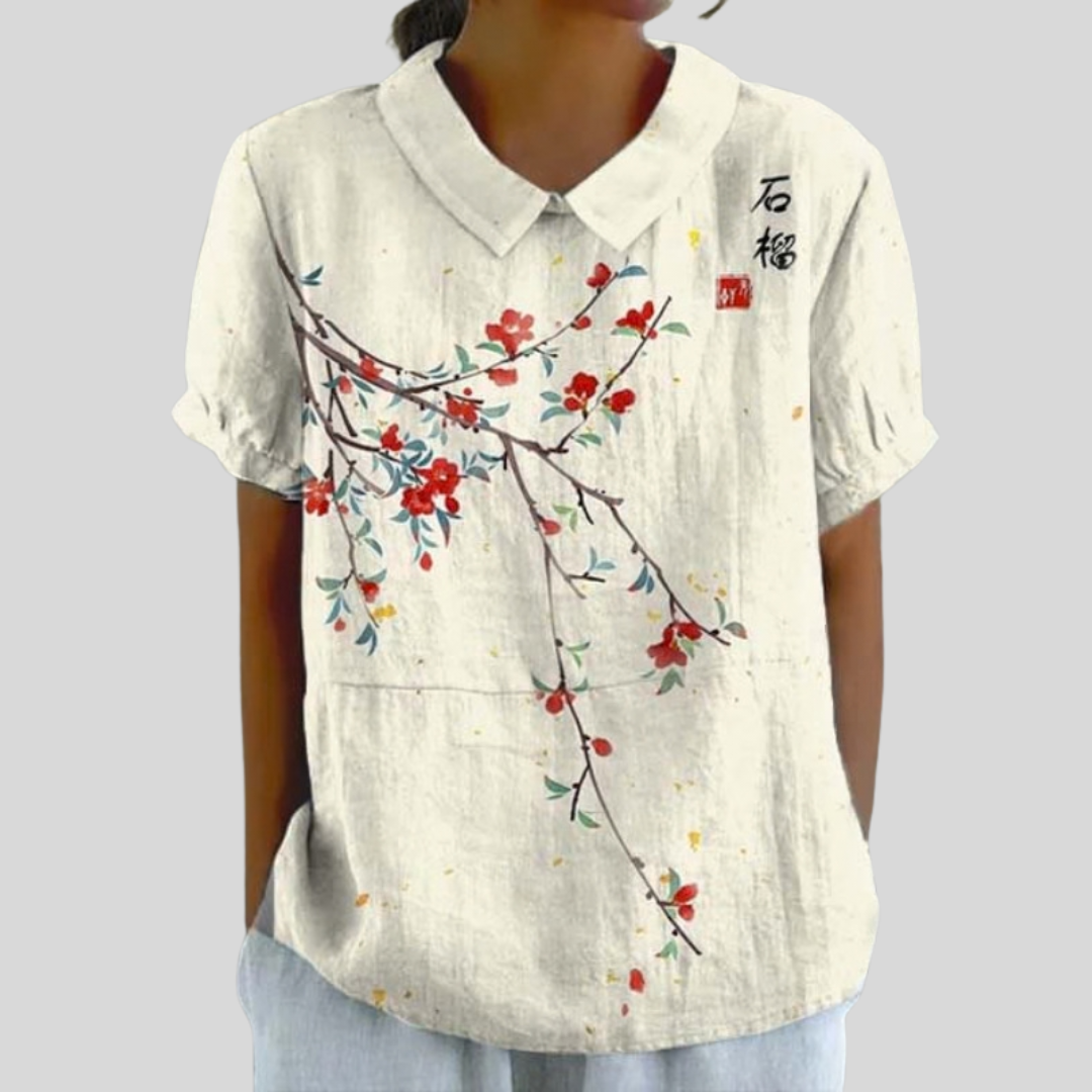 Blusa floral blanca rosas