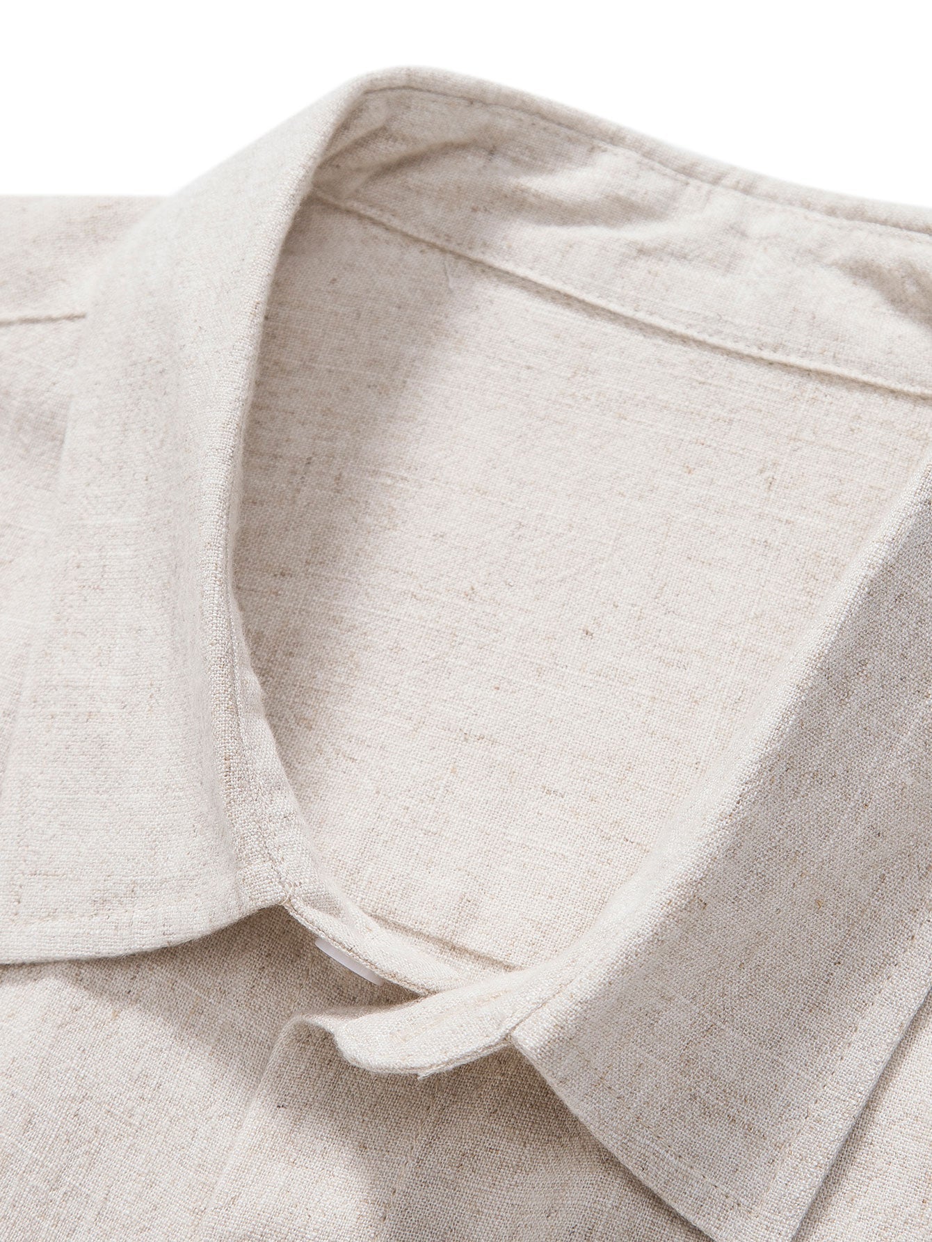Camisa abotonada de mezcla de lino y rayón y pantalones cortos de 5 pulgadas con cordón y textura arrugada.