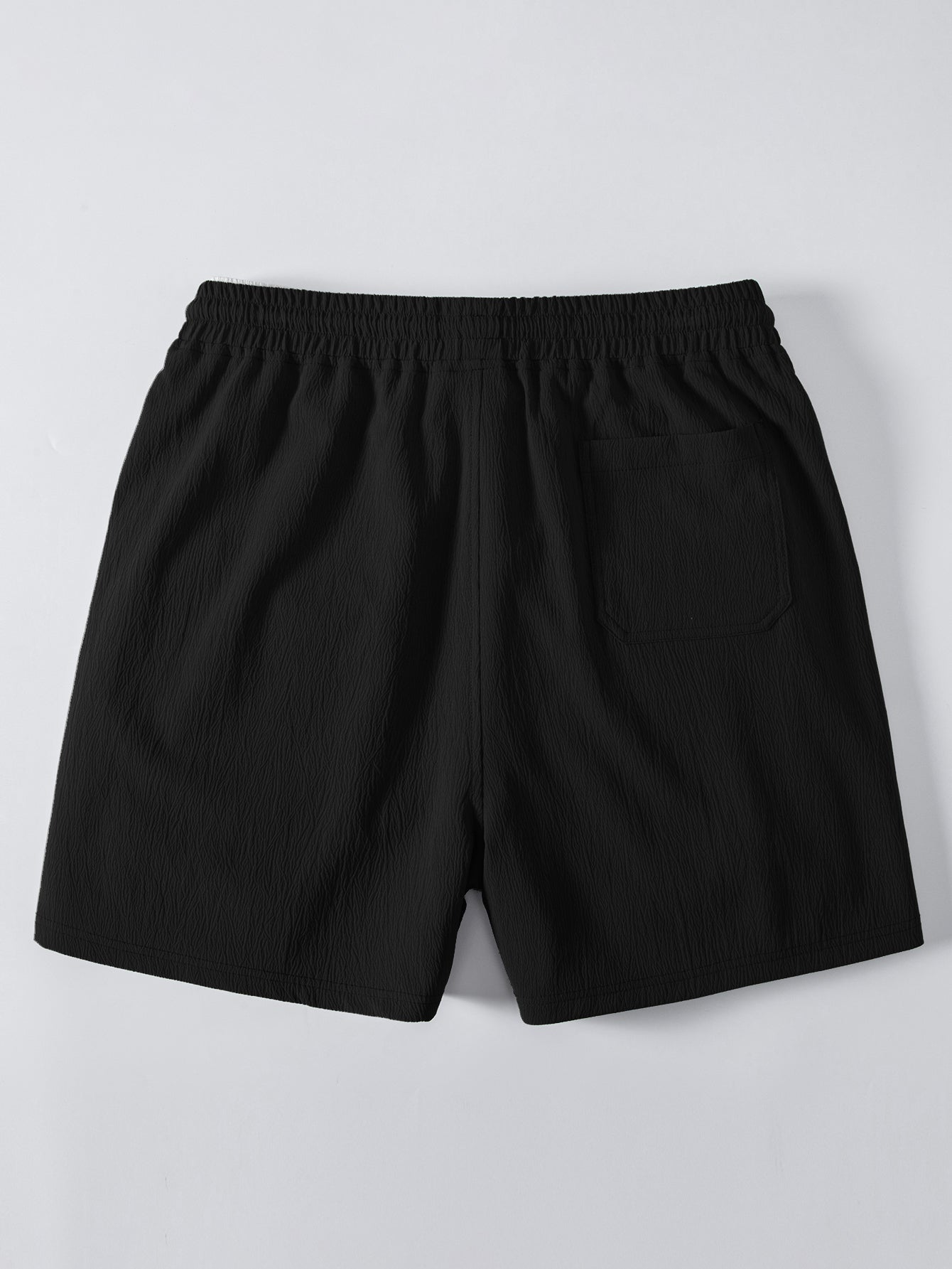 Geometry Rhombus Jacquard Button Up Shirt & Crinkle Textured Drawstring 5" Shorts