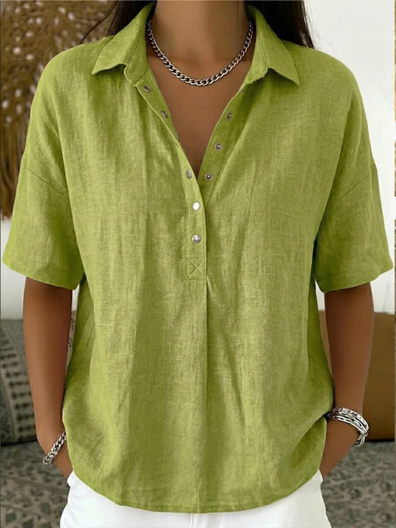Blusa con cuello y detalle de botones ¡TEMPORALMENTE 1+1 GRATIS!