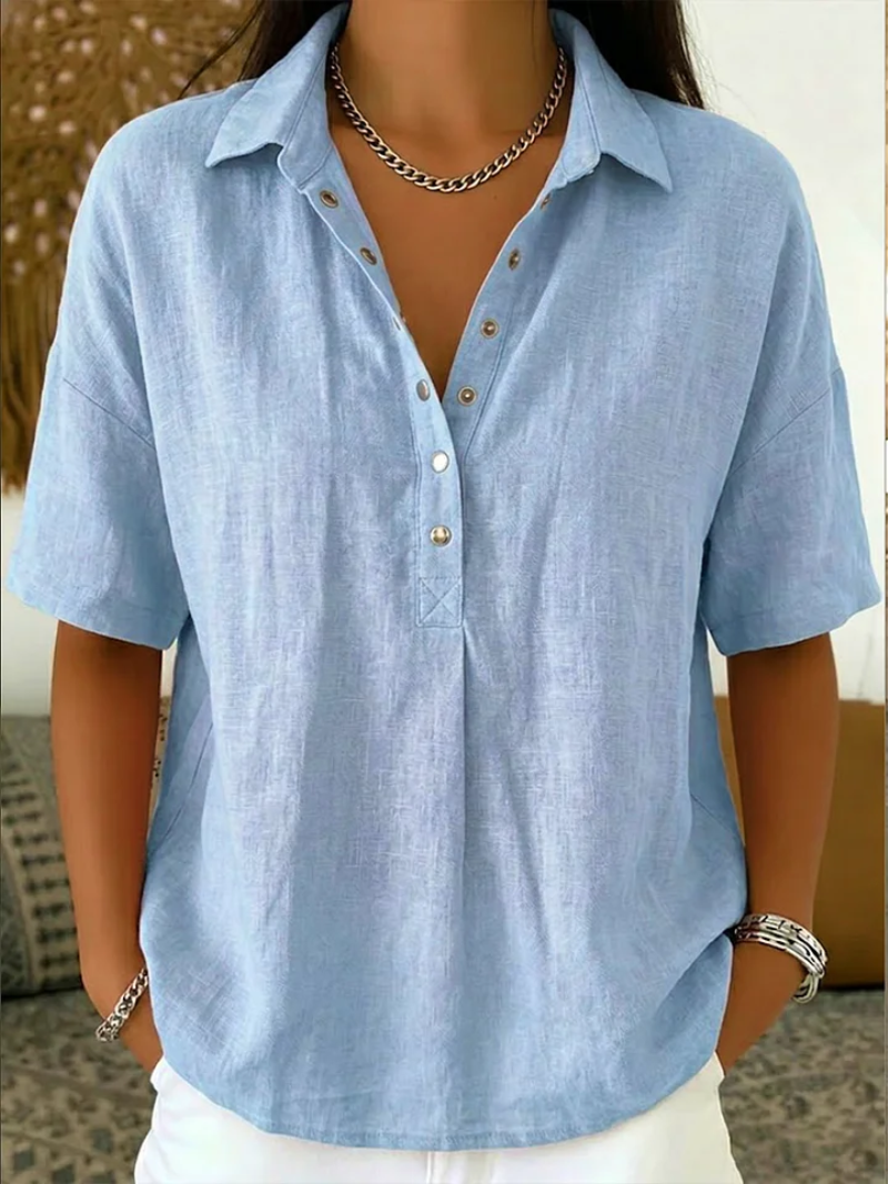 Blusa con cuello y detalle de botones ¡TEMPORALMENTE 1+1 GRATIS!