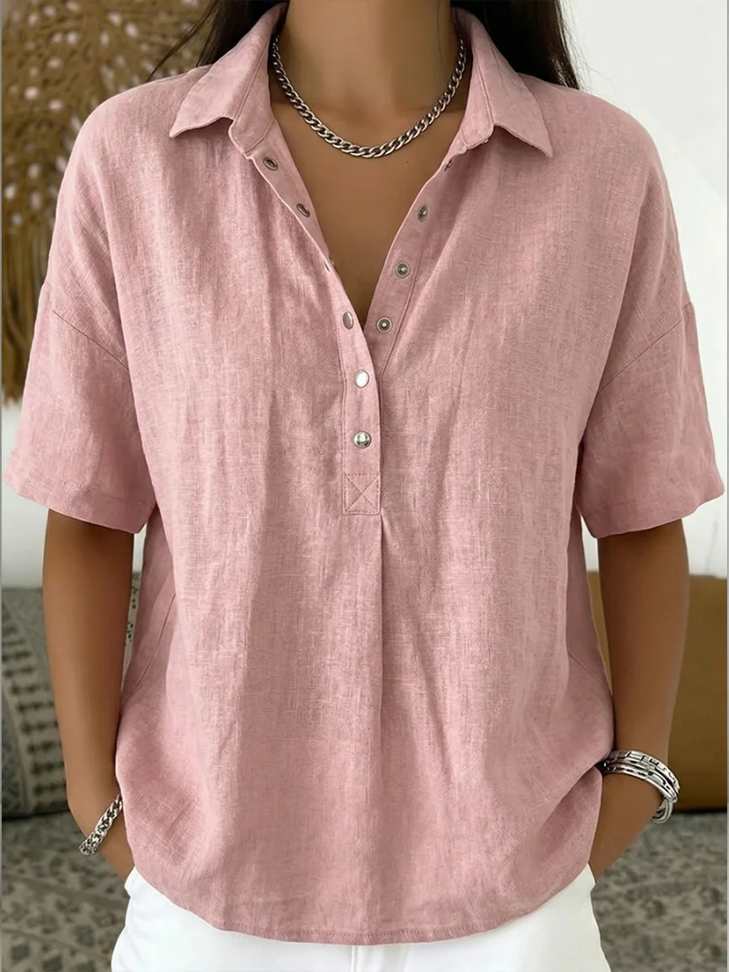 Blusa con cuello y detalle de botones ¡TEMPORALMENTE 1+1 GRATIS!