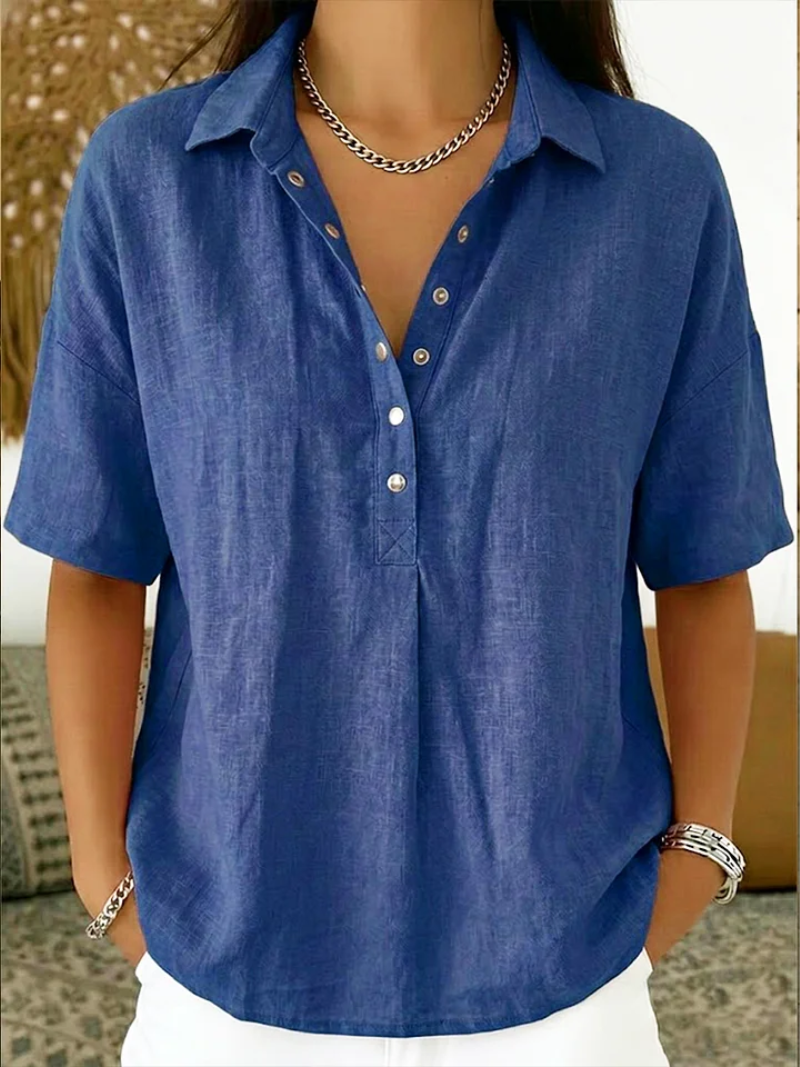 Blusa con cuello y detalle de botones ¡TEMPORALMENTE 1+1 GRATIS!