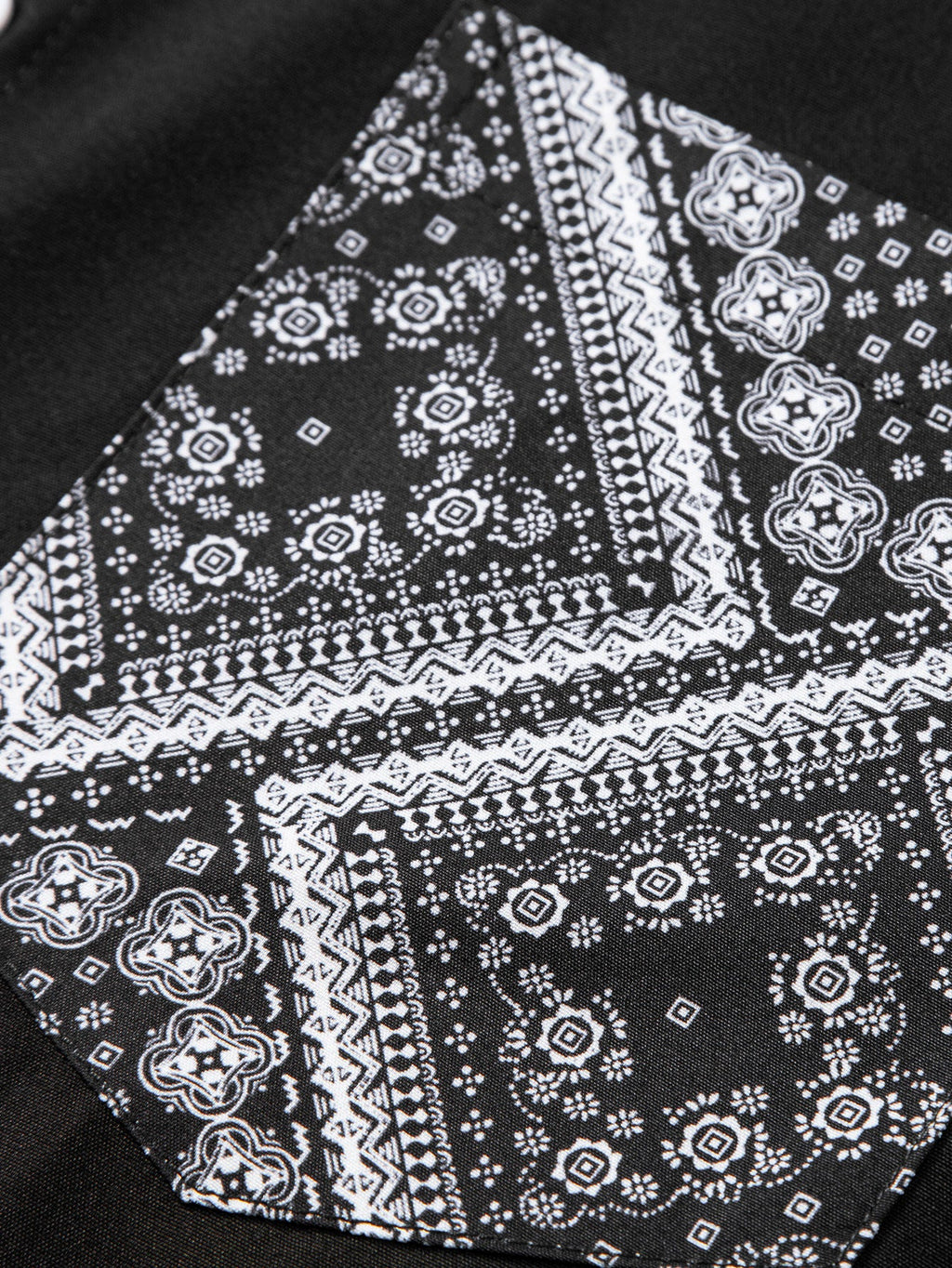 Camisa abotonada con estampado paisley y Shorts cortos de baño.