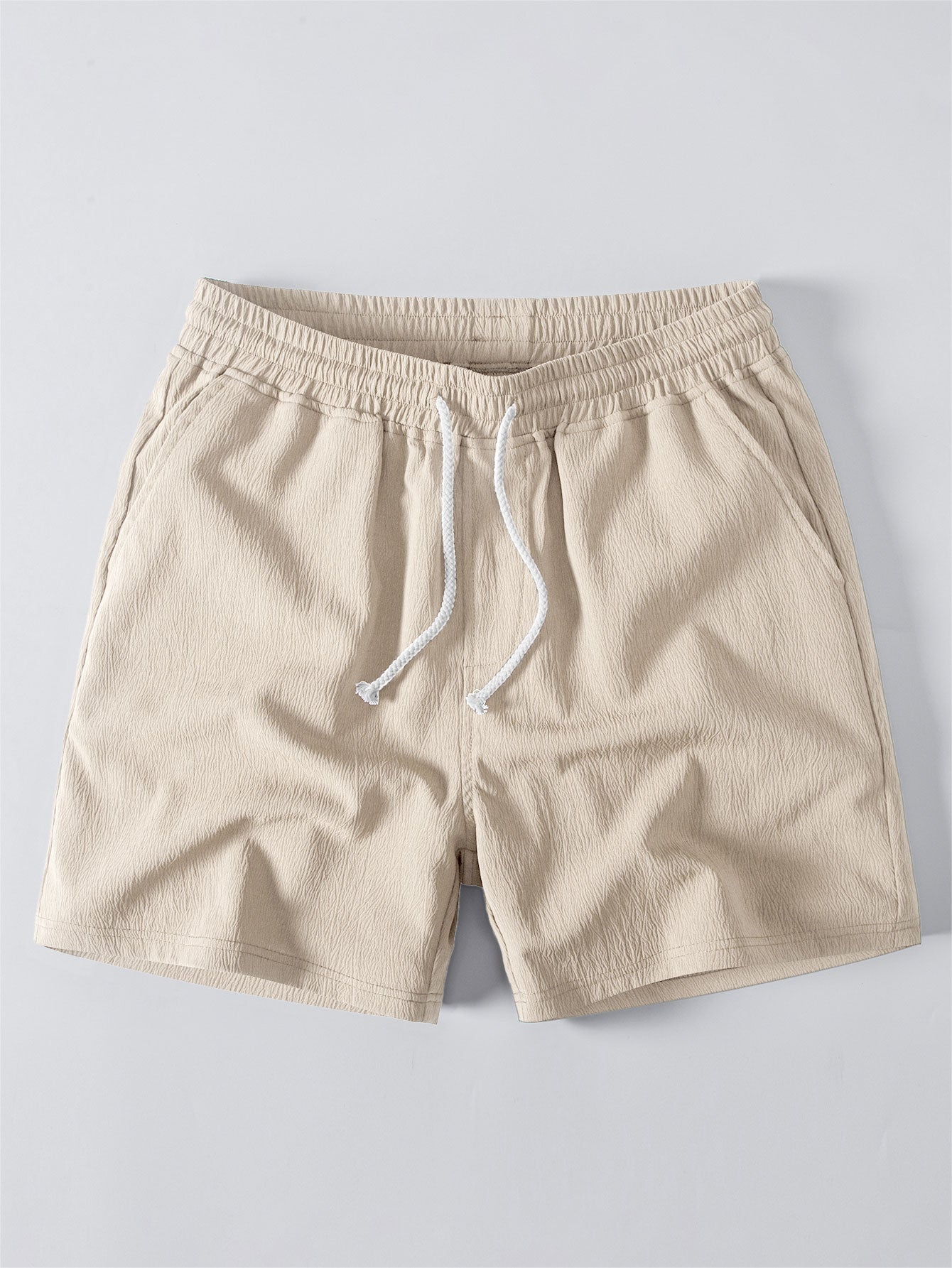 Camisa cubana con ojales de jacquard geométrico y Shorts cortos de 5" con cordón y textura arrugada