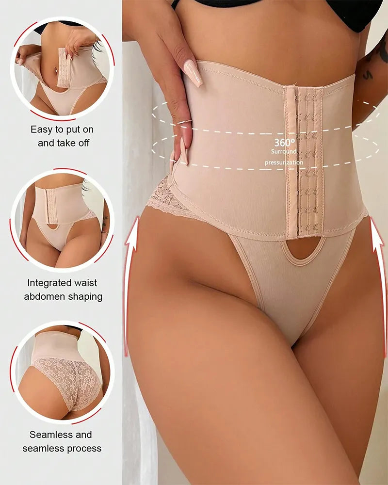 Braguita moldeadora Brillare® con abertura frontal y control de abdomen con ribete de encaje.
