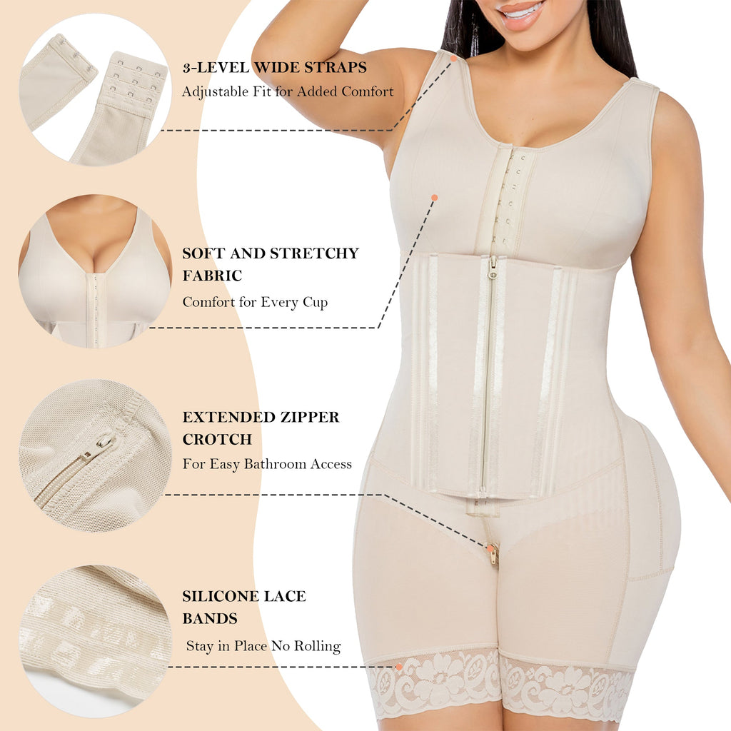 Fajas Colombianas Moldeadoras Overbust para Mujer, Faja de Compresión Postoperatoria para Mujer, Control de Abdomen, Faja de Cuerpo Completo