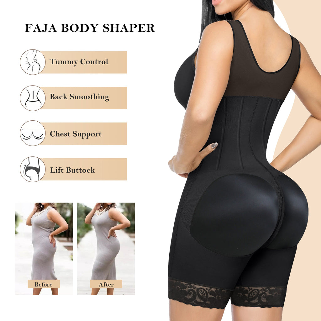 Fajas Colombianas Moldeadoras Overbust para Mujer, Faja de Compresión Postoperatoria para Mujer, Control de Abdomen, Faja de Cuerpo Completo