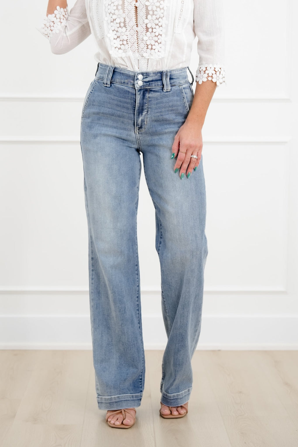 Pantalones vaqueros claro de talle alto, efecto realce de gluteos
