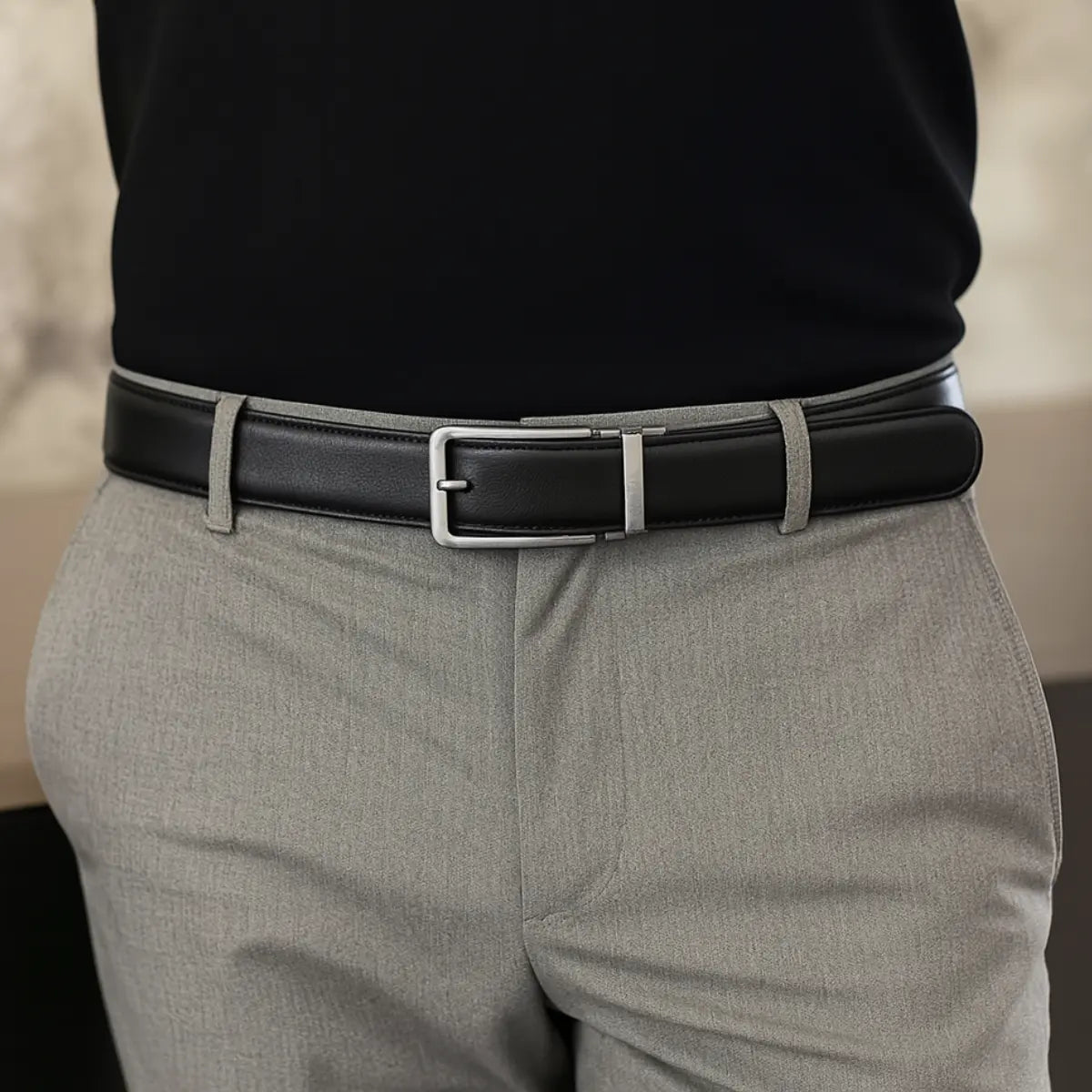 Cinturón de cuero Luxury Pack x2  Negro & cafe