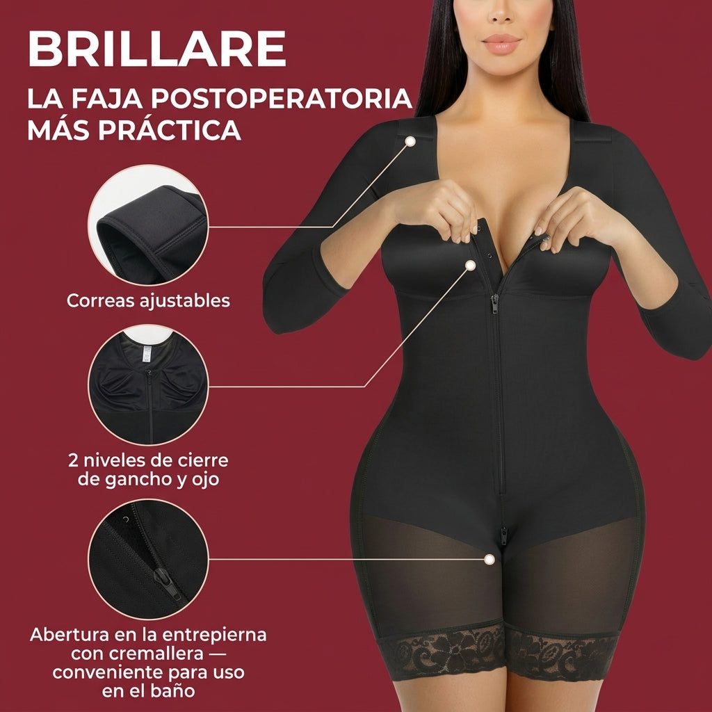 Fajas moldeadora de cuerpo entero, control de abdomen, compresión en los brazos