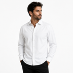 Camisa wisdom ajustada anti arrugas manga larga Blanca