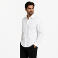 Camisa wisdom ajustada anti arrugas manga larga Blanca