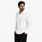 Camisa wisdom ajustada anti arrugas manga larga Blanca