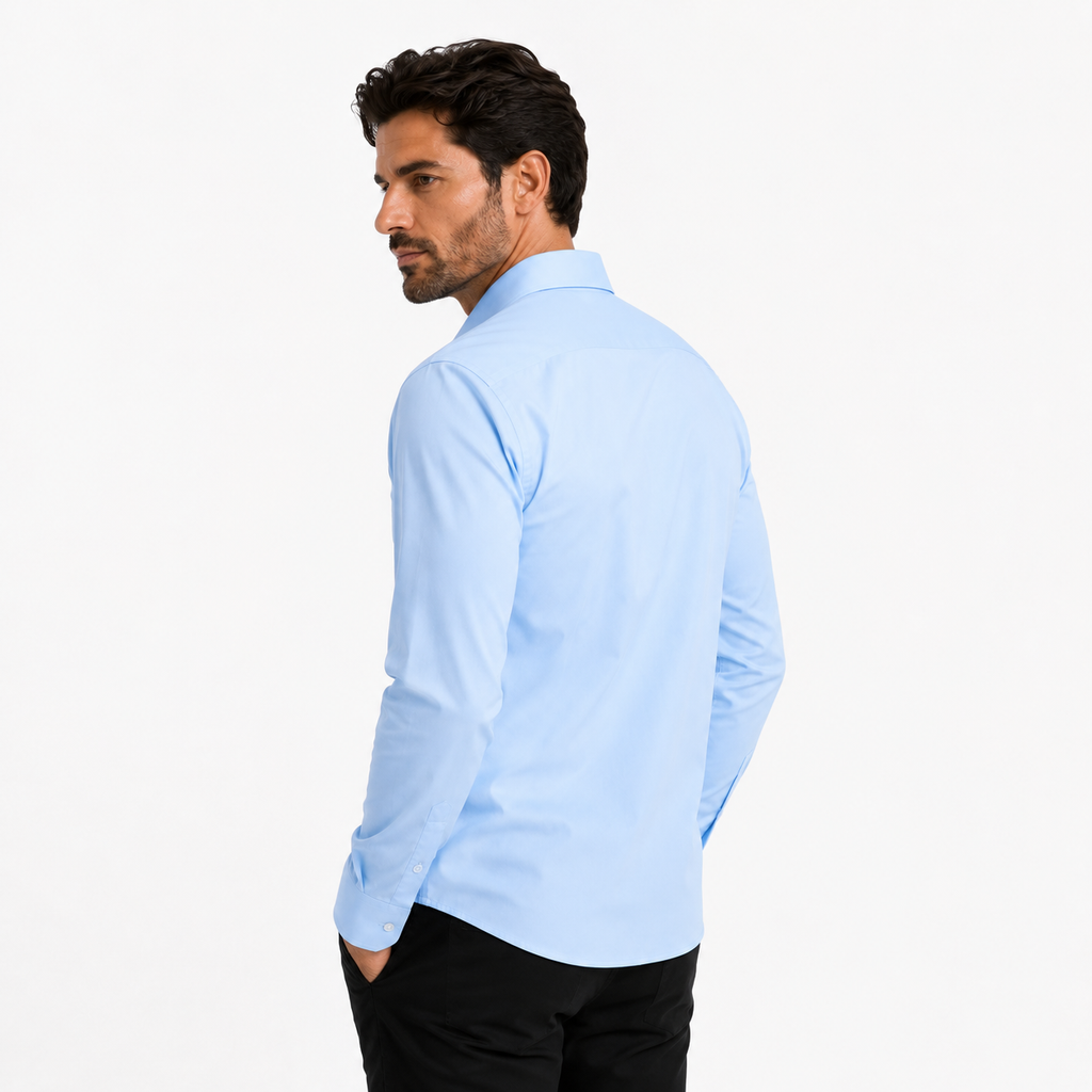 Camisa wisdom ajustada anti arrugas manga larga Azul cielo