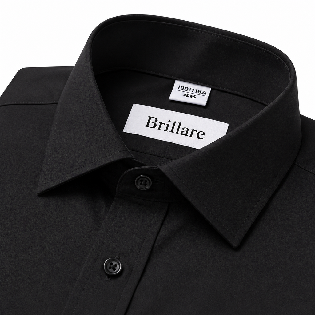 Camisa wisdom ajustada anti arrugas manga larga Negra