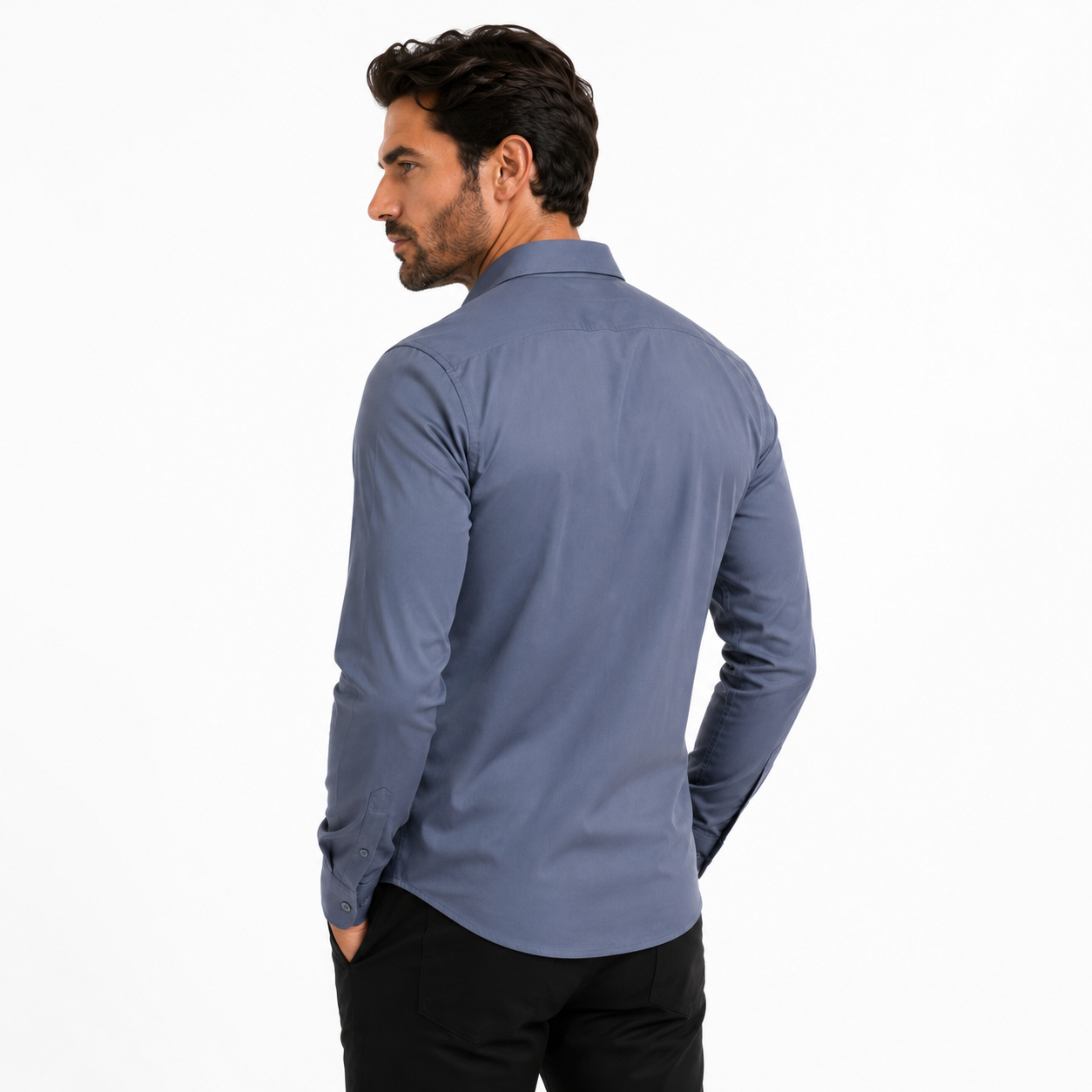 Camisa wisdom ajustada anti arrugas manga larga Gris