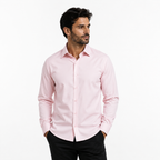 Camisa wisdom ajustada anti arrugas manga larga rosa