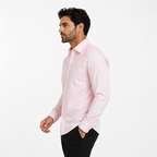 Camisa wisdom ajustada anti arrugas manga larga rosa