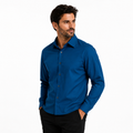 Camisa wisdom ajustada anti arrugas manga larga Azul electrico