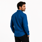 Camisa wisdom ajustada anti arrugas manga larga Azul electrico