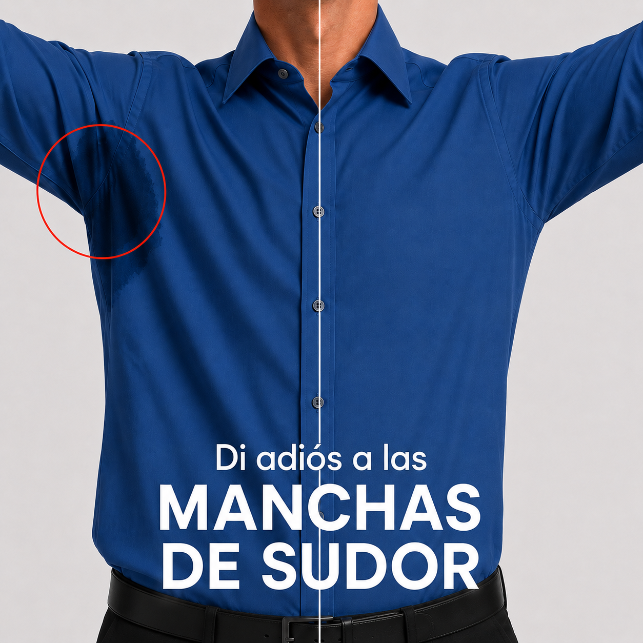 Camisa wisdom ajustada anti arrugas manga larga Azul electrico