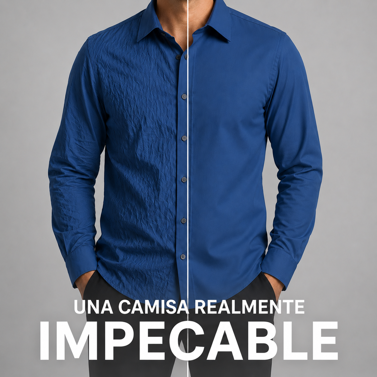 Camisa wisdom ajustada anti arrugas manga larga Azul electrico