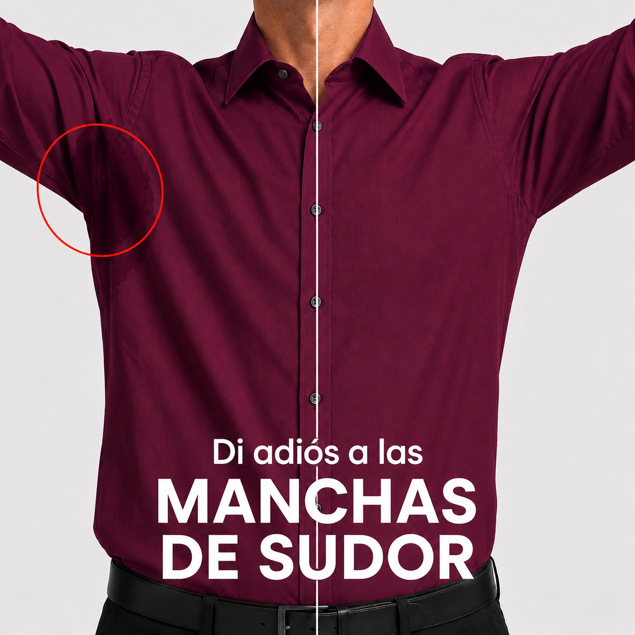 Camisa wisdom ajustada anti arrugas manga larga Vino tinto