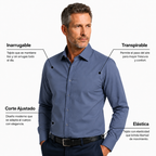 Camisa wisdom ajustada anti arrugas manga larga Gris
