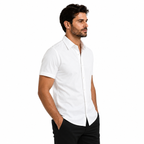 Camisa Wealth anti arrugas manga corta blanca