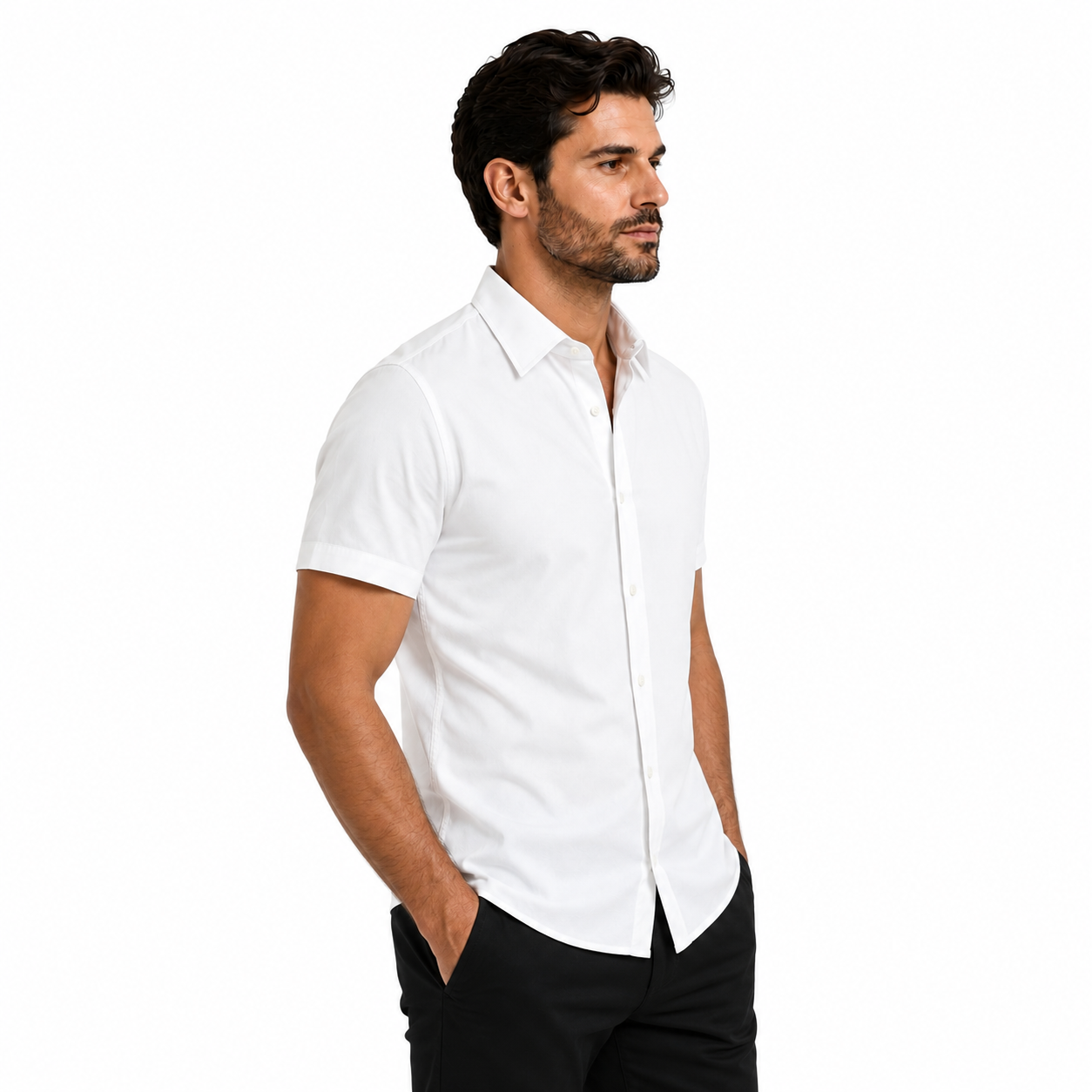 Camisa Wealth anti arrugas manga corta blanca