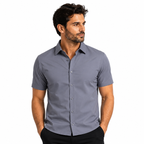 Camisa Wealth anti arrugas manga corta Gris