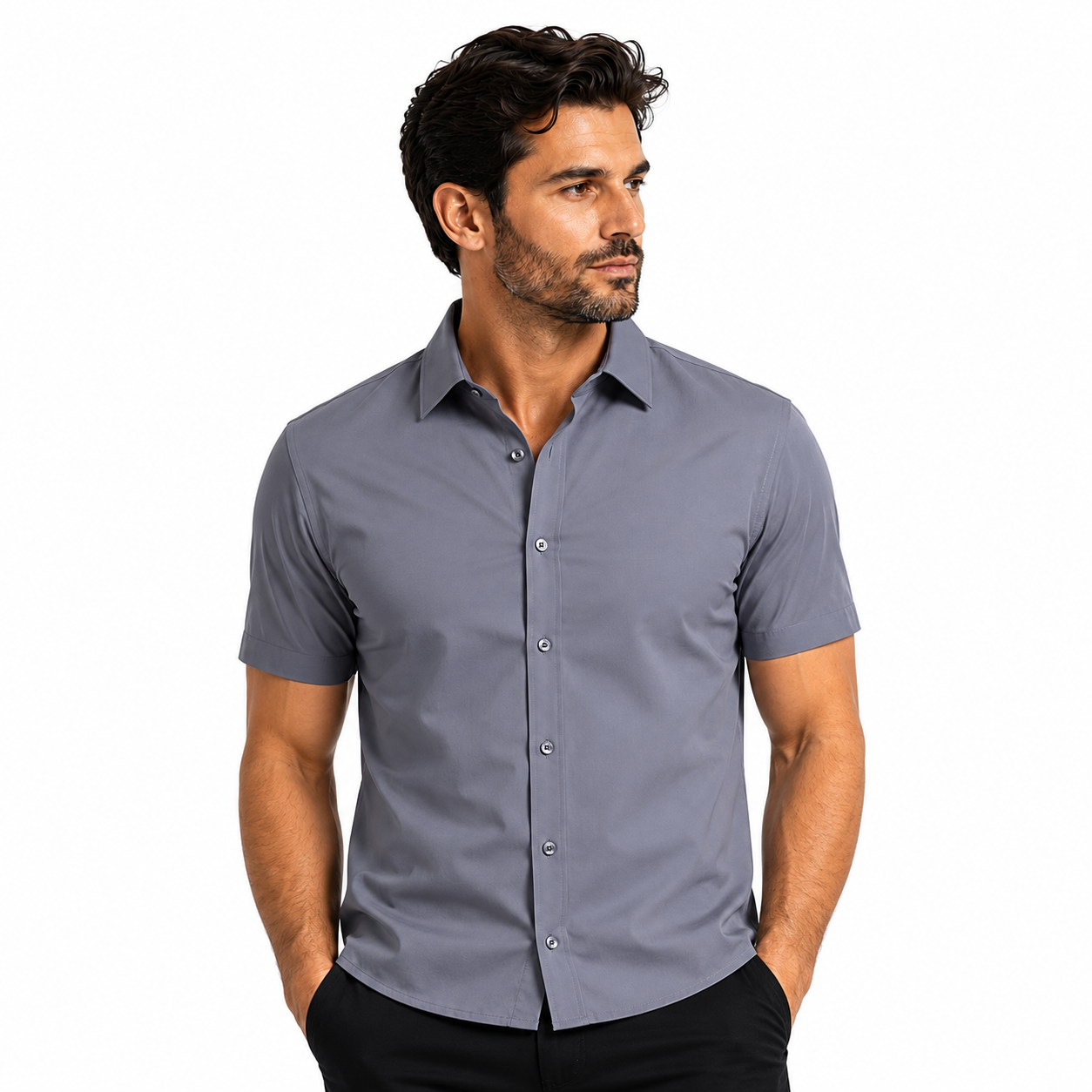 Camisa Wealth anti arrugas manga corta Gris
