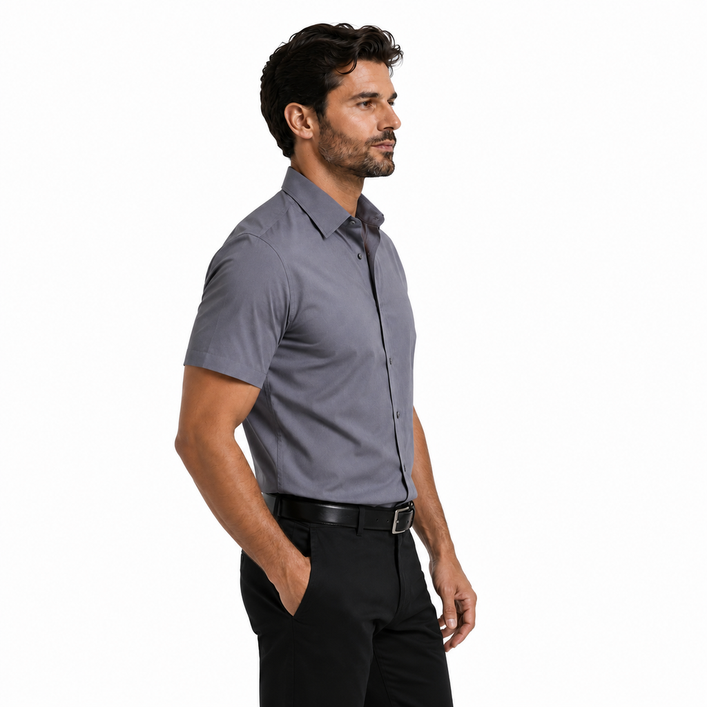 Camisa Wealth anti arrugas manga corta Gris