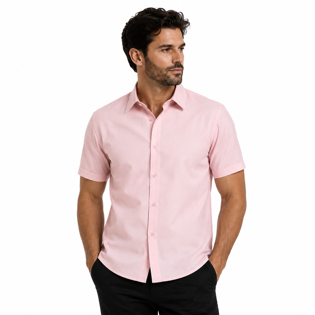 Camisa Wealth anti arrugas manga corta Rosa