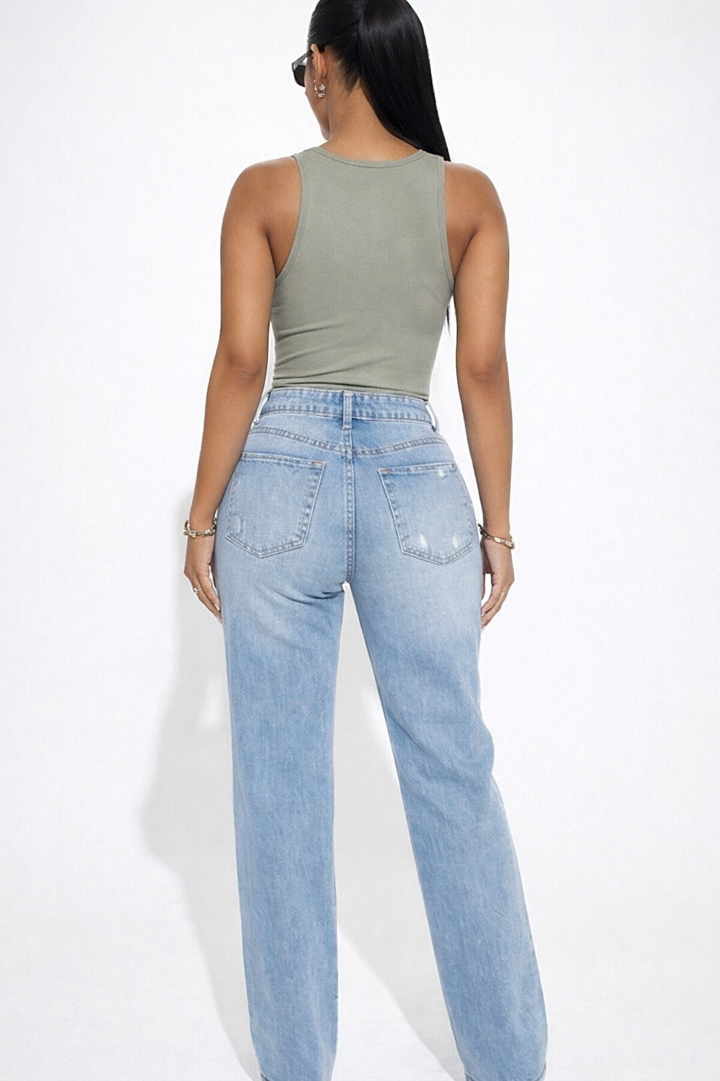 Jeans vaqueros ajustado con realce de Glúteos y alta elasticidad