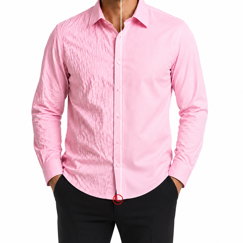 Camisa wisdom ajustada anti arrugas manga larga rosa