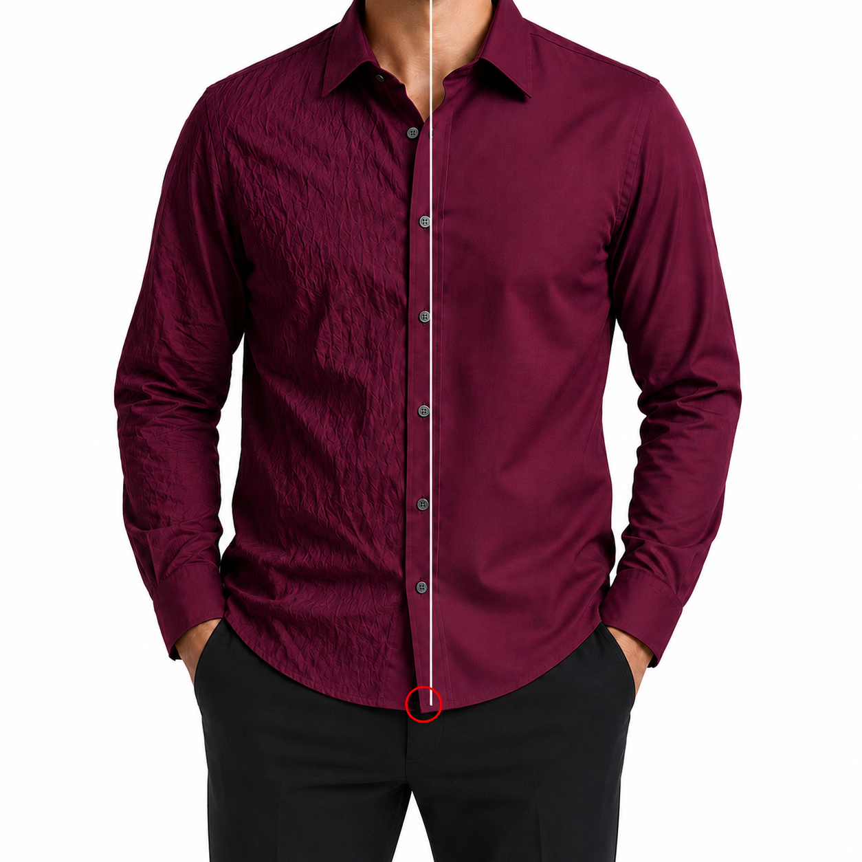 Camisa wisdom ajustada anti arrugas manga larga Vino tinto