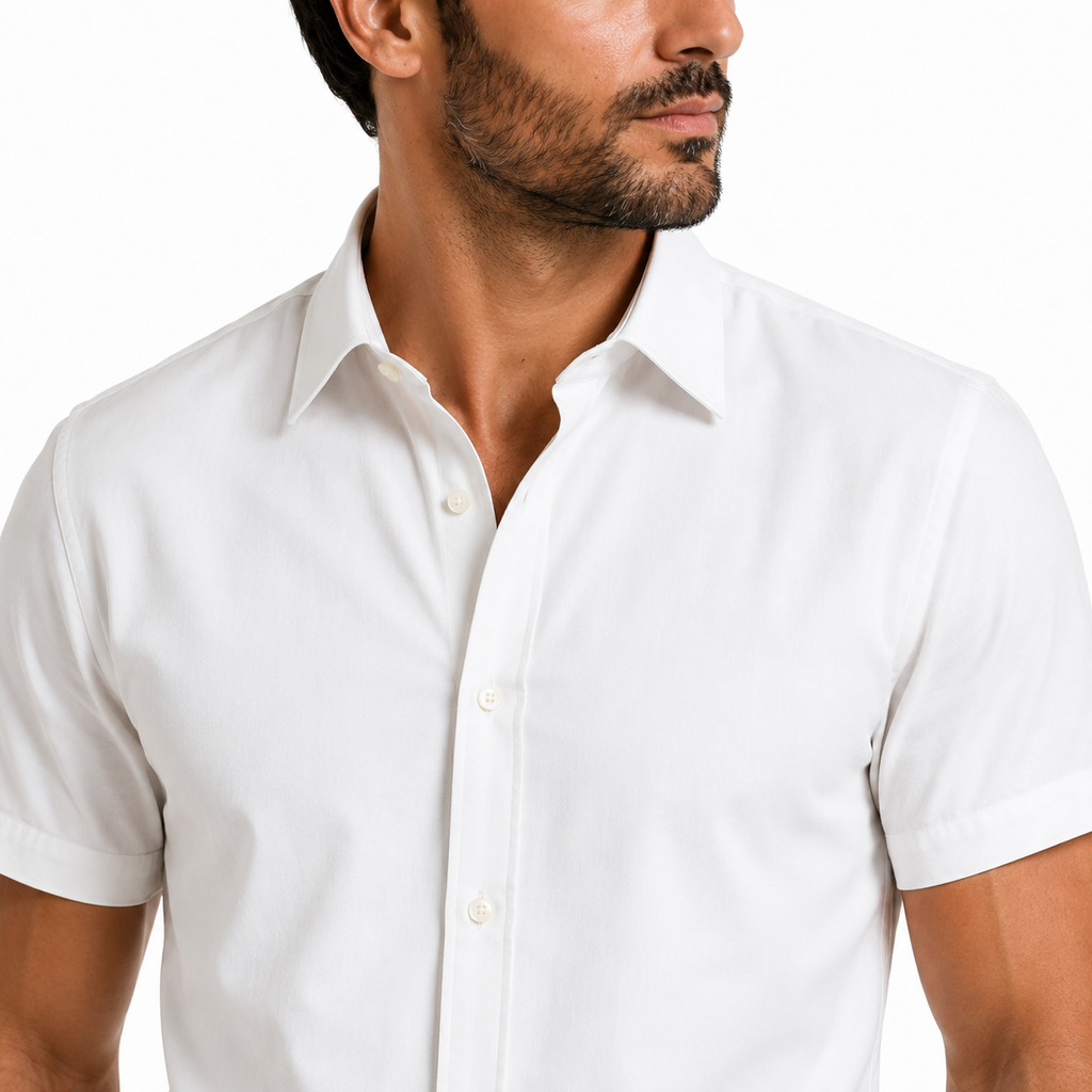 Camisa Wealth anti arrugas manga corta blanca
