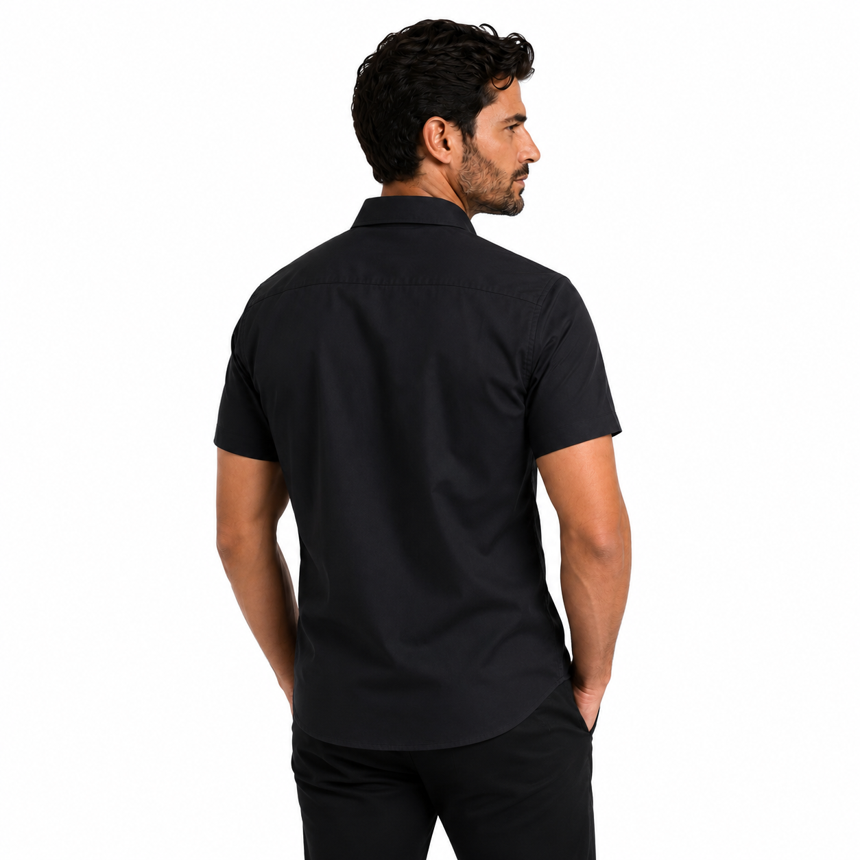 Camisa Wealth anti arrugas manga corta Negra