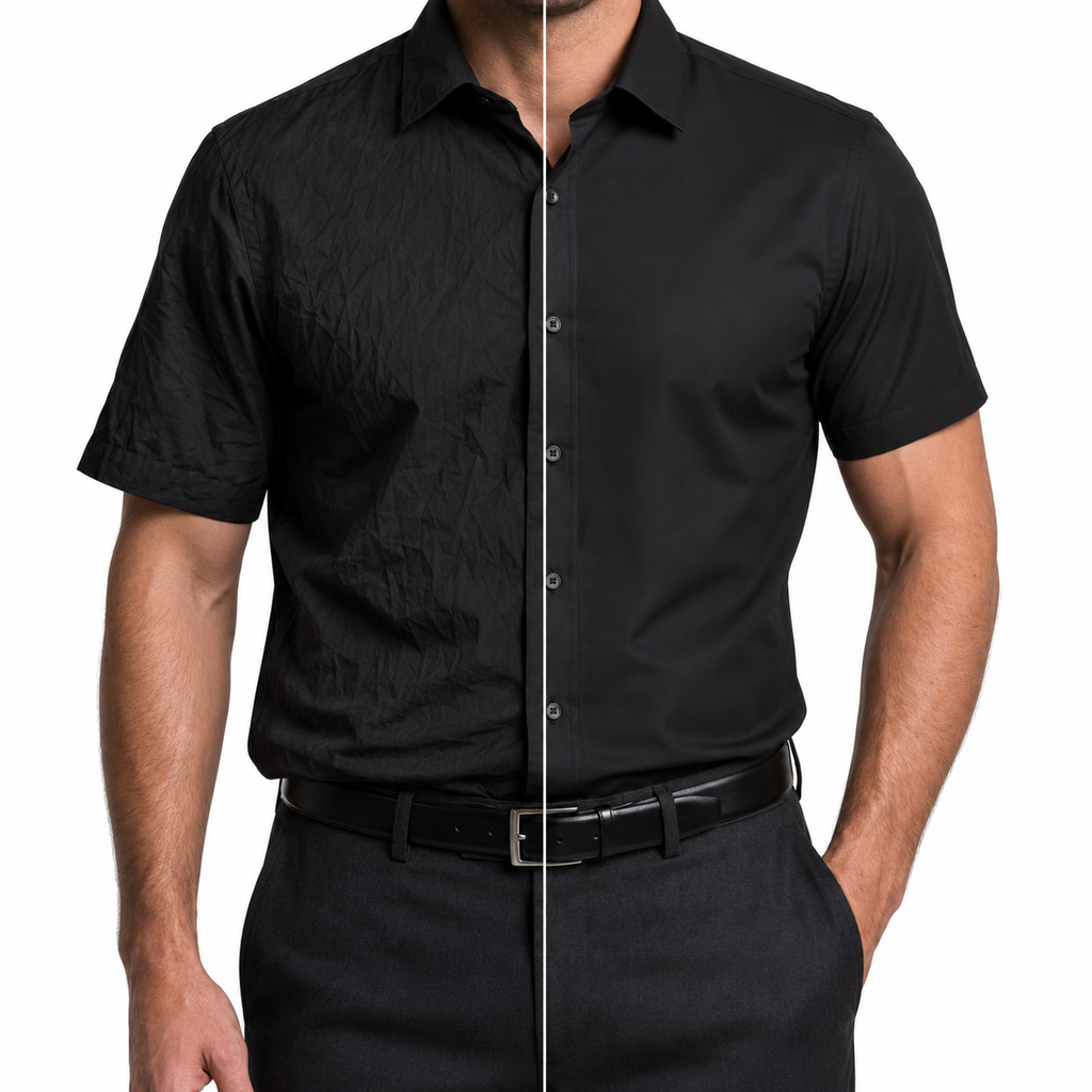 Camisa Wealth anti arrugas manga corta Negra