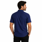 Camisa Wealth anti arrugas manga corta Azul oscuro