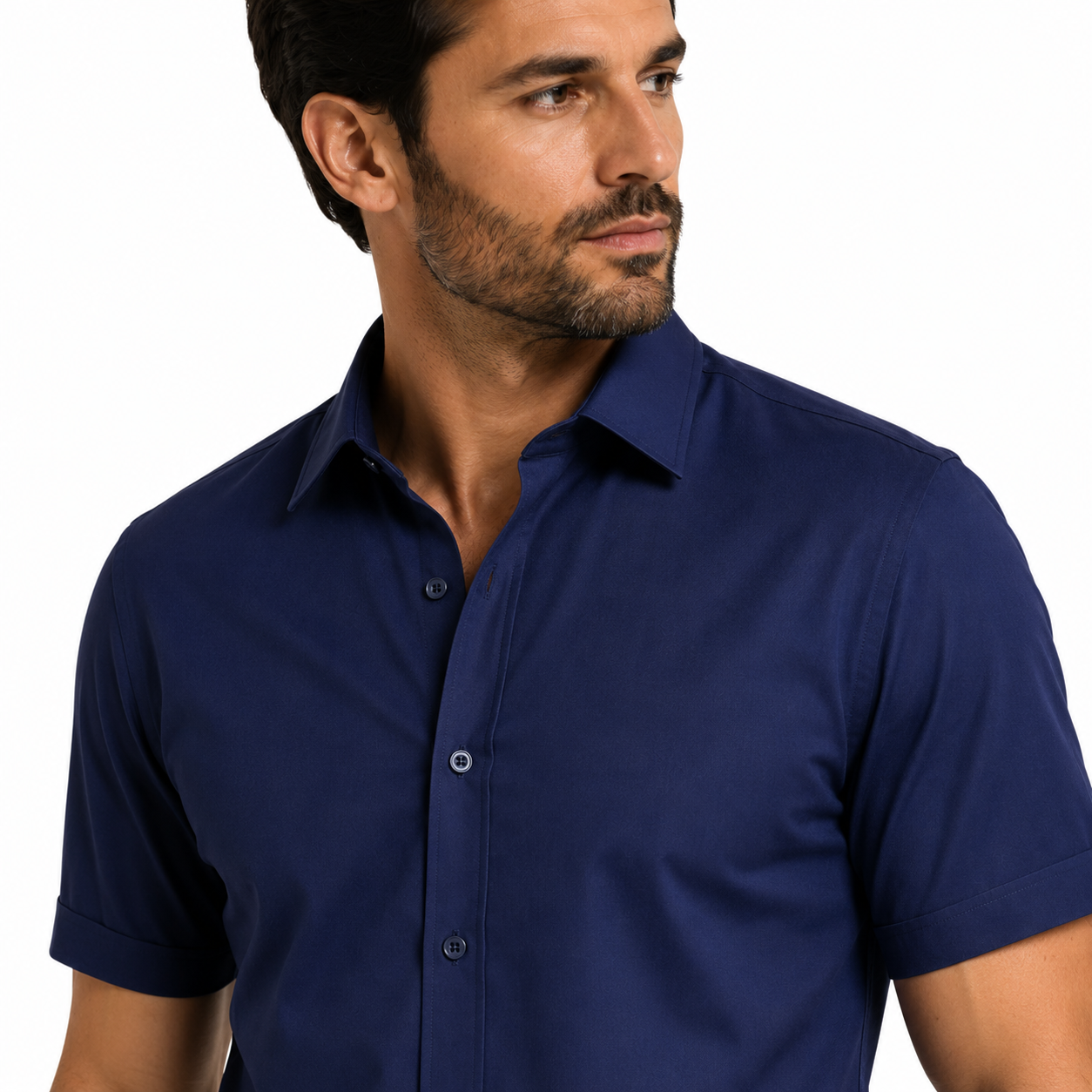 Camisa Wealth anti arrugas manga corta Azul oscuro