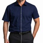 Camisa Wealth anti arrugas manga corta Azul oscuro